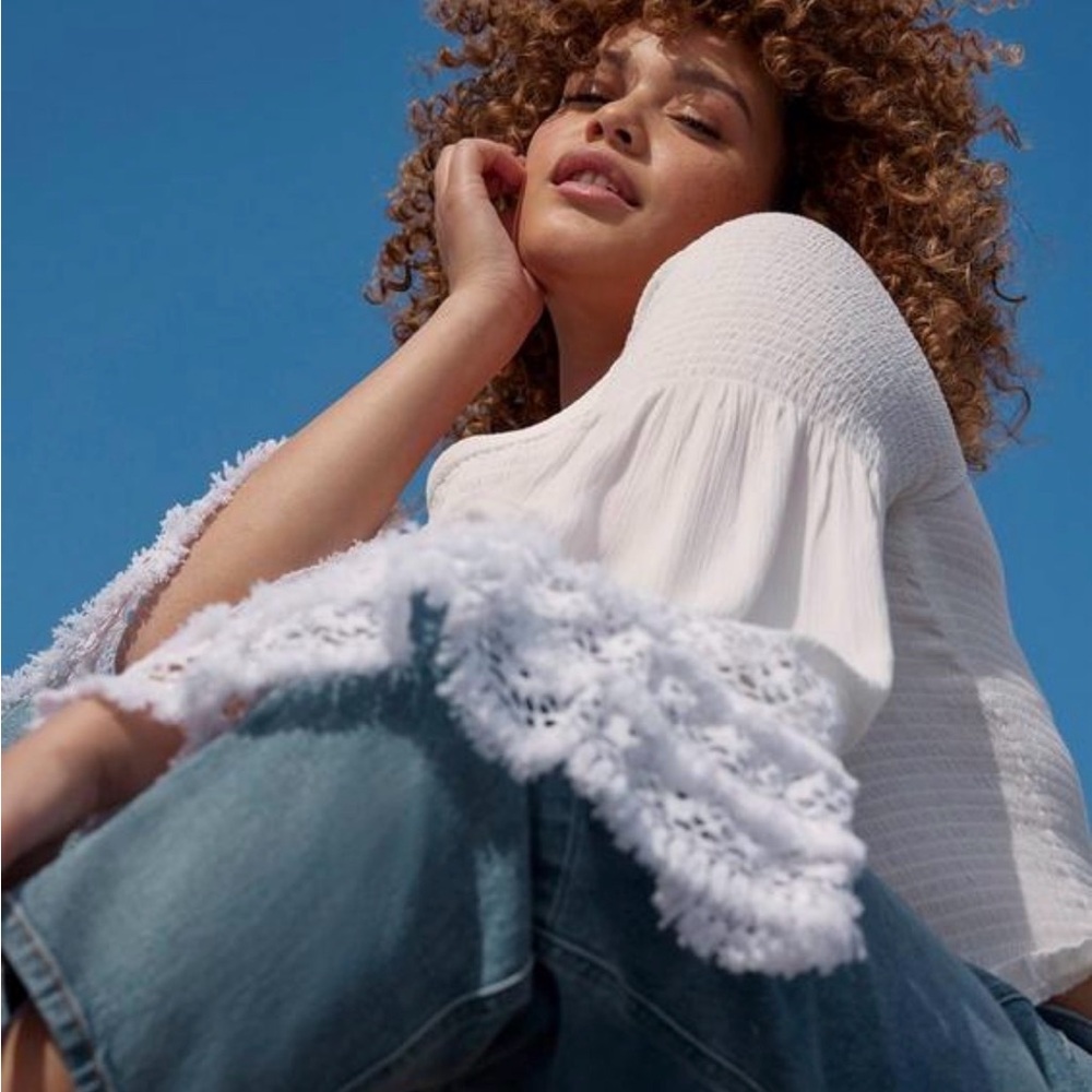 Torrid Festi White Lace Sleeve Blouse